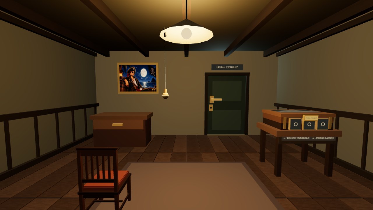 UNLOCKED by MK Jayadeep — Chapter 1 — Wake Up. The first locked room, with a wooden chest, brass door handle and clues to discover.